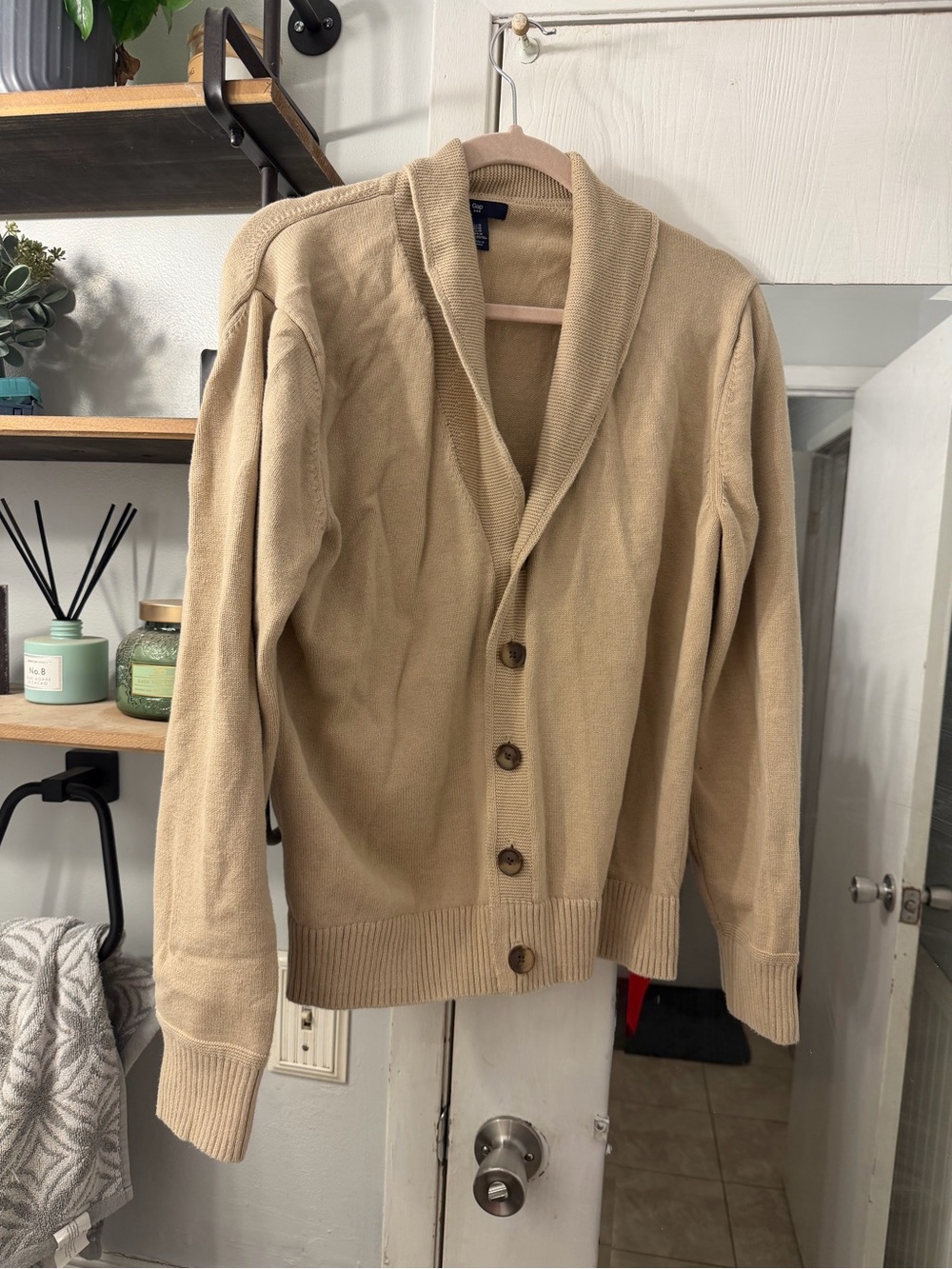 GAP Men's Shawl Collar Cardigan — Tan